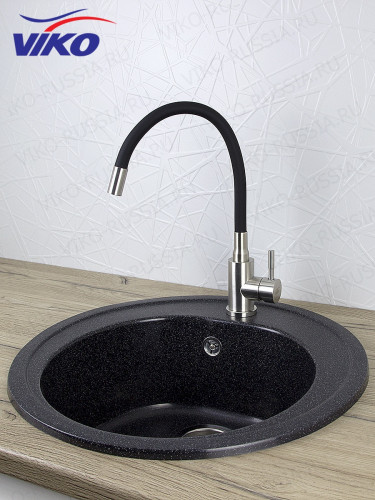Смеситель VIKO V-4428 для кухни, с гибким изливом, чёрный
