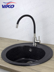Смеситель VIKO V-4428 для кухни, с гибким изливом, чёрный