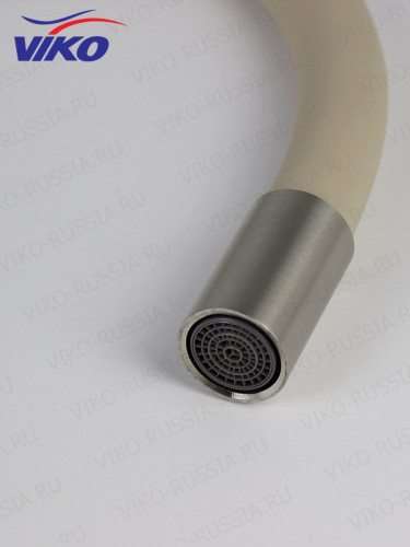 Смеситель VIKO V-4438 для кухни, с гибким изливом, бежевый, однорычажный, с подводкой, латунь,