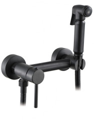 Смеситель VIKO V-4928 с гигиеническим душем настенный Ø25 (латунь) Black Matt