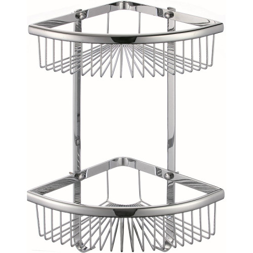 Полка VIKO V-772 настенная угловая, 2 яруса с крючками 230*230*395, хром