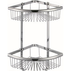 Полка VIKO V-772 настенная угловая, 2 яруса с крючками 230*230*395, хром