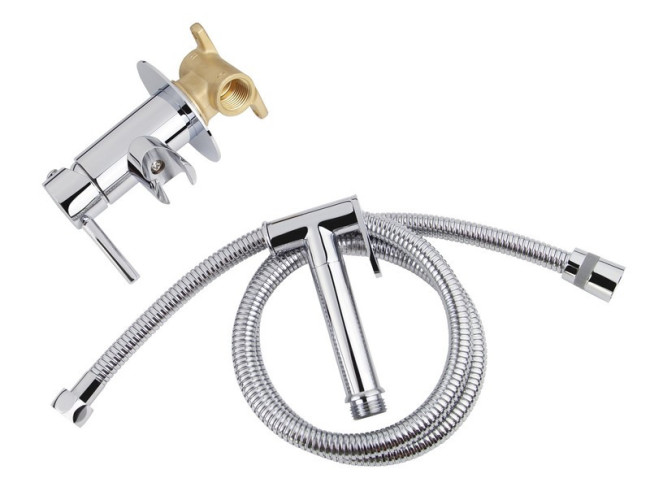 Смеситель VIKO V-4920 для биде встроенный d25 с гигиеническим душем, хром (латунь)