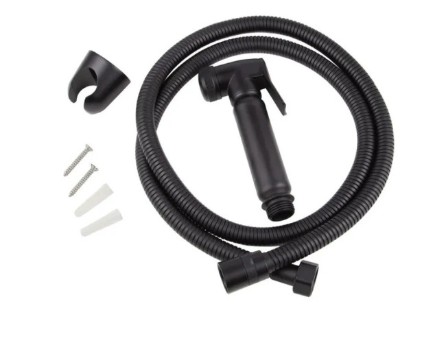 Гигиенический набор VIKO V-0136 (шланг, лейка, держатель) в коробке (латунь) черный матовый