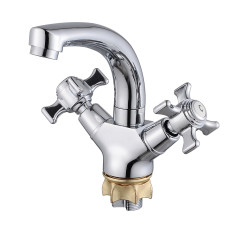 Смеситель VIKO V-1111 для раковины, излив поворотный, латунь, маховики крест керамика