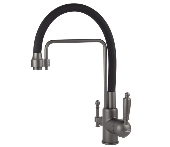 Смеситель VIKO V-5617 для кухни, картридж Ф35мм,с гибким черным изливом, под фильтр, Gunmetal