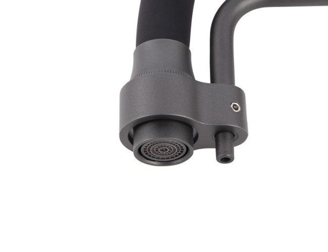 Смеситель VIKO V-5617 для кухни, картридж Ф35мм,с гибким черным изливом, под фильтр, Gunmetal