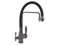 Смеситель VIKO V-5617 для кухни, картридж Ф35мм,с гибким черным изливом, под фильтр, Gunmetal