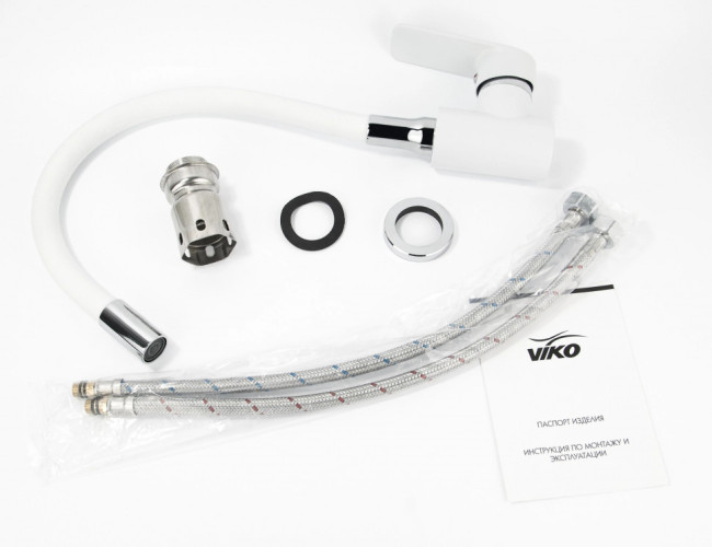 Смеситель для кухни VIKO V-7758 Ф35 White, латунь