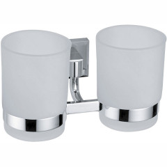 Стакан VIKO V-142 Square для зубных щеток, двойной (латунь/стекло), хром