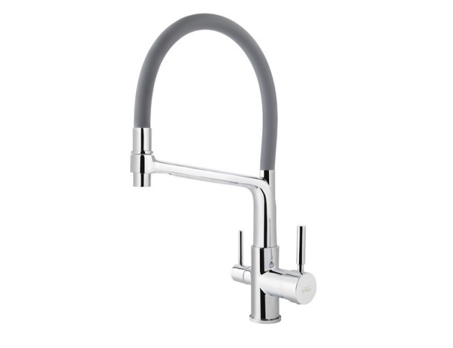 Смеситель VIKO V-5606 для кухни, картридж Ф35мм, с гибким серым изливом, под фильтр, Chrome (латунь)