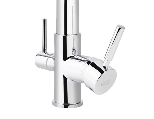 Смеситель VIKO V-5606 для кухни, картридж Ф35мм, с гибким серым изливом, под фильтр, Chrome (латунь)