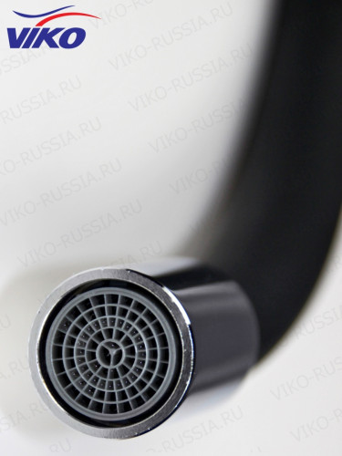 Смеситель VIKO V-4128 для кухни, с гибким ЧЁРНЫМ изливом, Хром