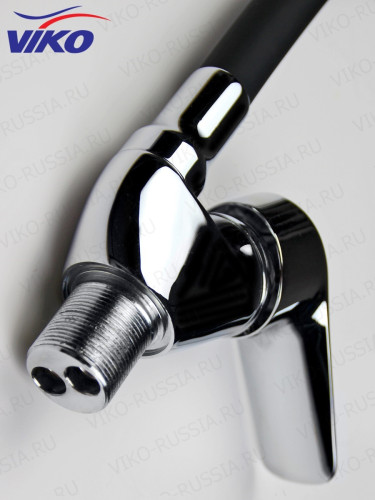 Смеситель VIKO V-4128 для кухни, с гибким ЧЁРНЫМ изливом, Хром