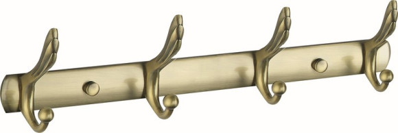 Планка VIKO V-744 с 4-мя крючками, Lобщ=345мм, в пакете, (нерж+металл), бронзовый